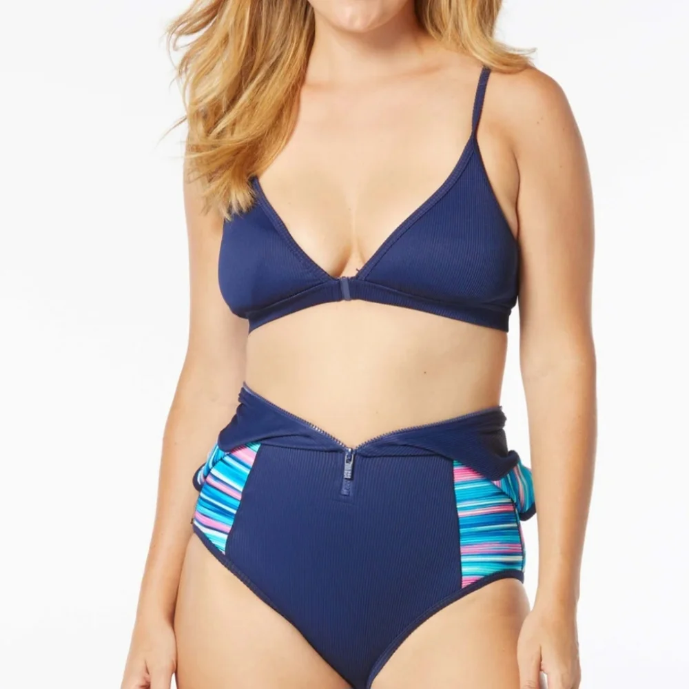 Beach House Swimsuit 4 Blue One Piece Surf Water Sport Beach Athletic New $111